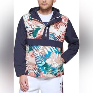 Tommy Hilfiger Retro‎ Lightweight Hooded Popover Water Resistant Windbreaker XL